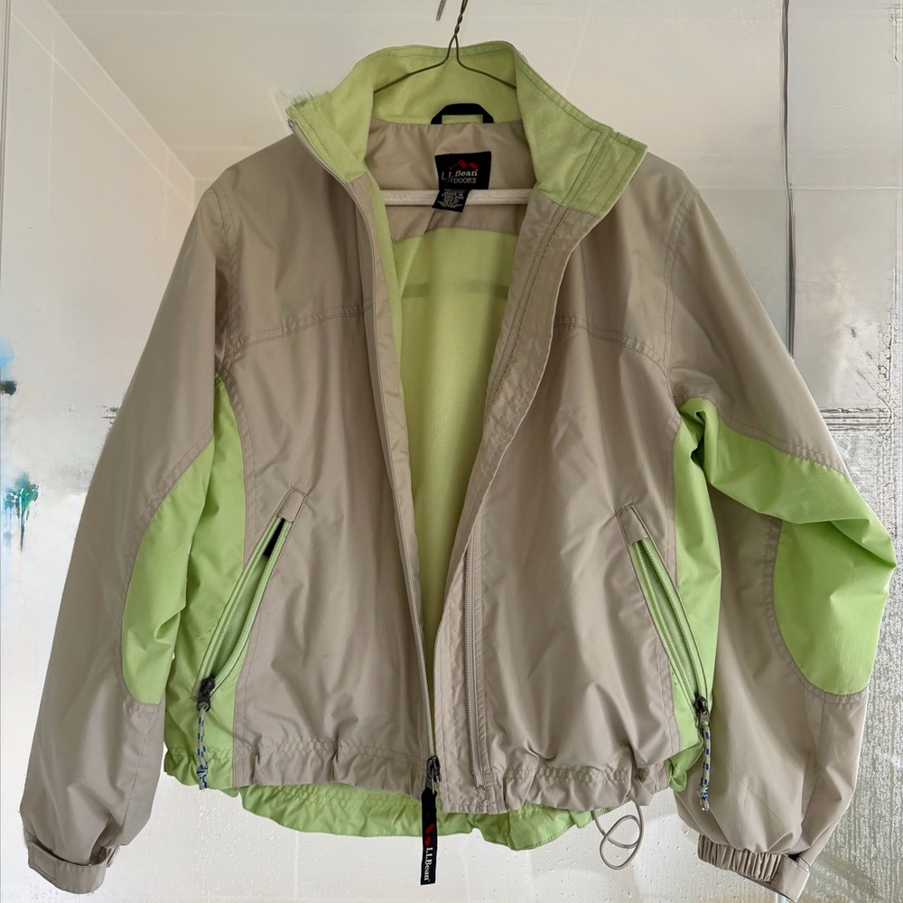 Vintage L.L.Bean Outdoors Colorblock Windbreaker Jacket | Lime Green & Khaki